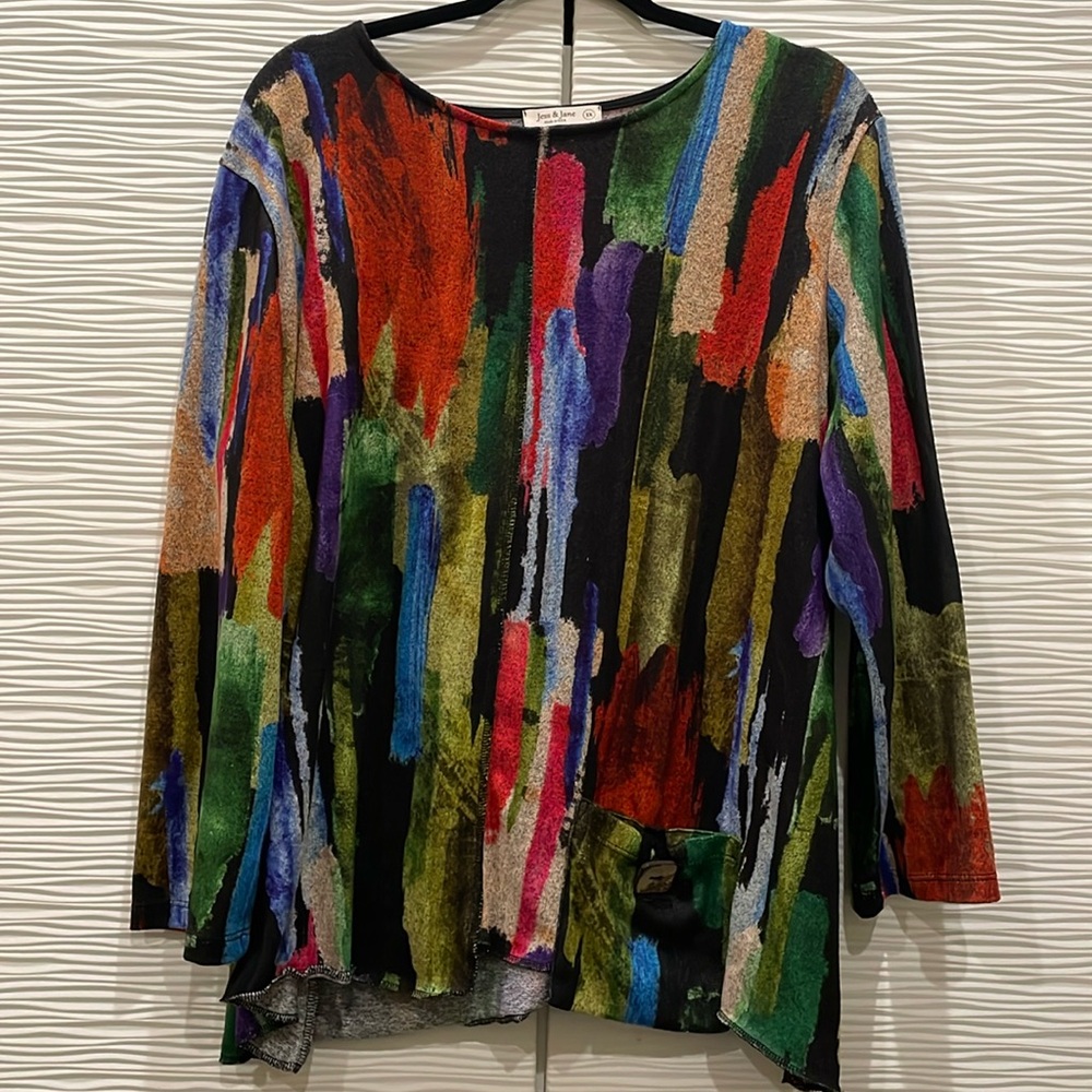 Abstract Long Sleeve Blouse